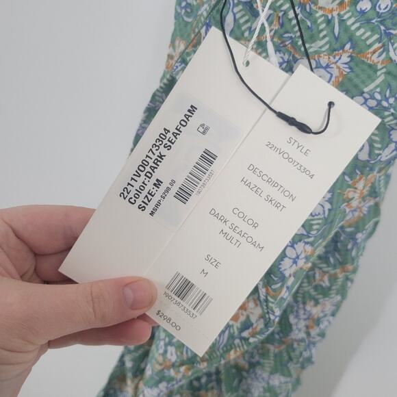 Veronica Beard Dark Seafoam Multi Hazel Ruffle Asymmetrical Skirt M - Picture 12 of 12